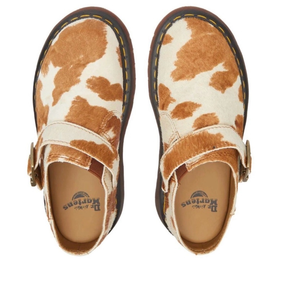 Dr. Martens Brown and White Cowhide Clogs - Picture 2 of 4